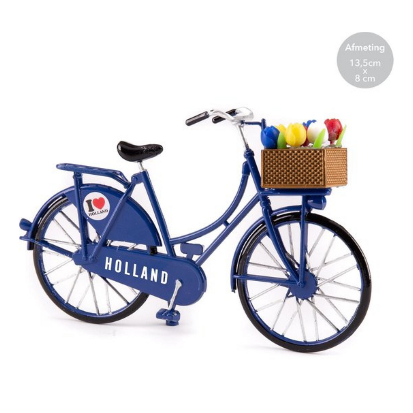 miniatuur omafiets fiets holland typisch hollands nederlands blauw tulpenmandje schattig cadeau souvenir Dit is de perfecte souvenir voor elke toerist die Nederland heeft bezocht! Deze mini-fiets is een schaal replica van een echte Amsterdamse fiets. Het is een stijlvol en uniek cadeau dat u aan iedereen kunt geven. Het is ook betaalbaar, dus je hoeft niet te veel uit te geven!
