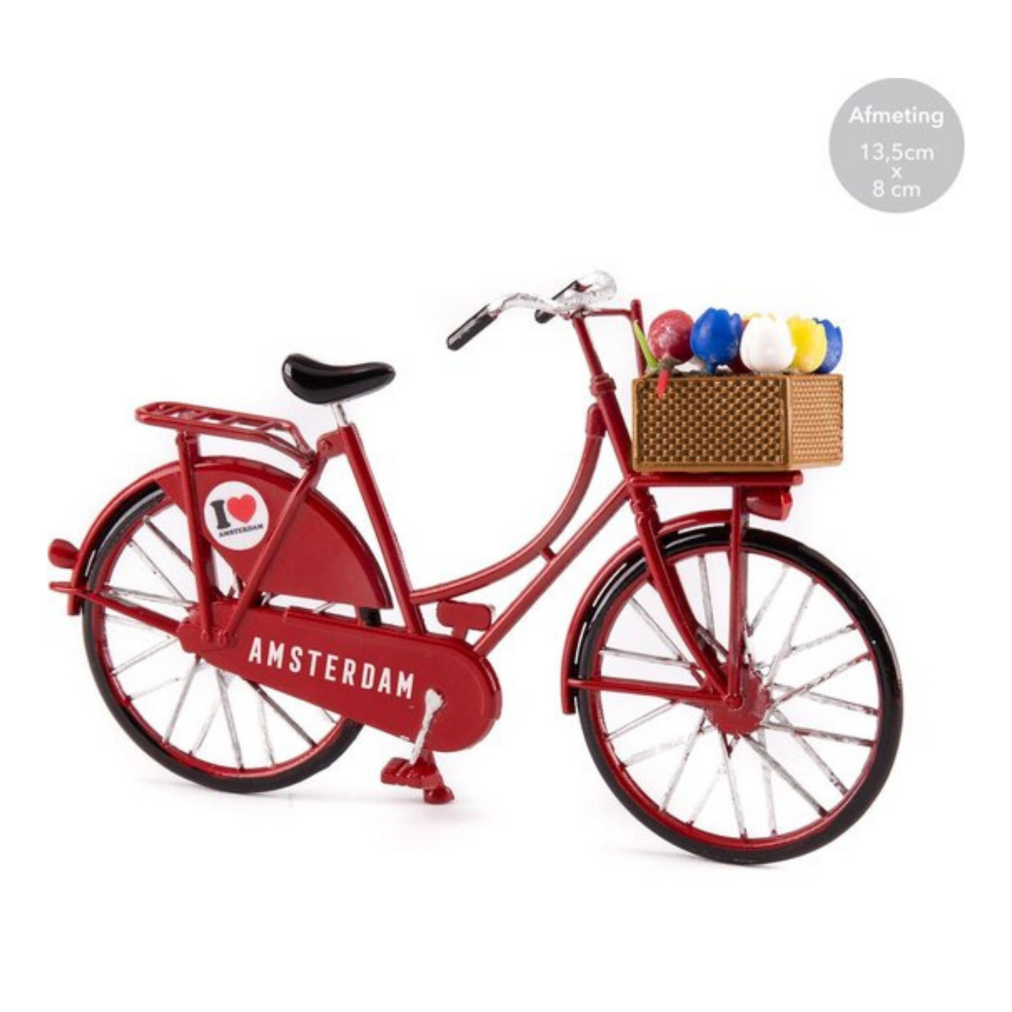 amsterdam fiets iamsterdam tulpenmand miniatuur omafiets typisch hollands nederlands nederland toerist toerisme cadeau souvenir Als je op zoek bent naar een uniek en origineel cadeau, kijk dan eens naar onze miniatuurfietsen. Deze kleine oma-fietsen zijn perfect als souvenir of cadeau voor iemand die van fietsen houdt. Ze zijn gemaakt van stevig metaal en hebben een mooie, glanzende finish. Elke fiets is uniek en heeft een schattige tulpenmand.