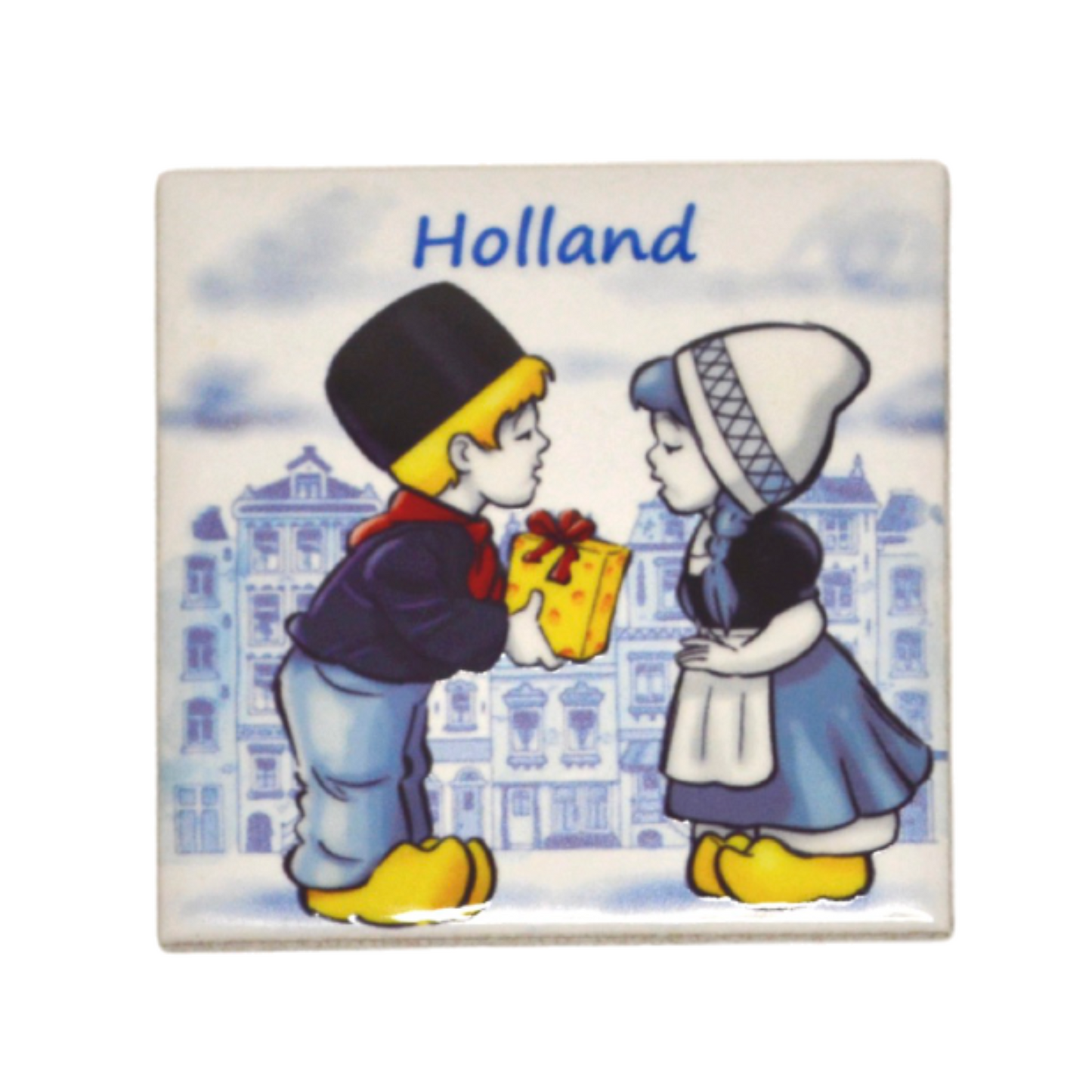 Deze set van 4 verschillende magneten is een perfecte aandenken of cadeau voor iemand die van Holland houdt! De magneten zijn afbeeldingen van de bekende gele houten klompen, een prachtig Hollands landschap met molen en tulpen, een Delfts Blauwe molen en iconisch kussend paar. De magneten zijn stevig en hebben een sterke aantrekkingskracht, dus ze zullen goed blijven hangen aan elke koelkast of andere metalen oppervlak.
