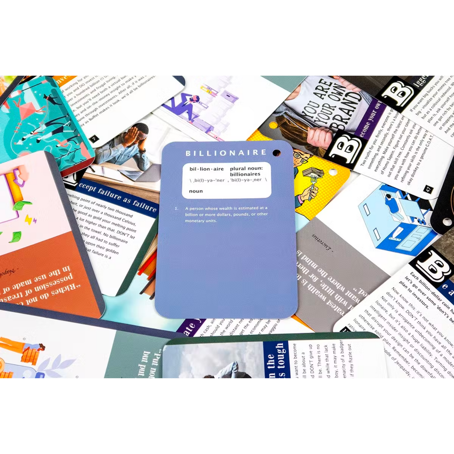 Ben je op zoek naar het geheim om miljardair te worden? Dit is het! De How to Become a Billionaire Kit bevat meer dan 25 kaarten boordevol leuke en informatieve tips, trucs, do's en don'ts, en motiverende citaten die bedoeld zijn om bankrekeningen op te blazen. Wordt geleverd met een notitieboekje voor het plannen van powerlunches en het bijhouden van grote ideeën. kado idee miljonair hoe word je rijk cadeau