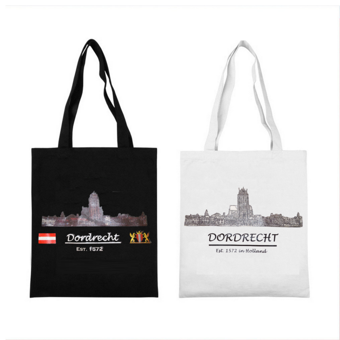 dordrecht tas wit en zwart holland nederland Dit is de beste tas die je ooit zult gebruiken! Het is gemaakt van katoen en is heel handig. Je kunt het dragen wanneer je gaat winkelen in de historische binnenstad van Dordrecht of wanneer je op zoek bent naar souvenirs voor vrienden en familie. Het is ook een perfect cadeau-idee voor Nederlandse vrienden of familie.