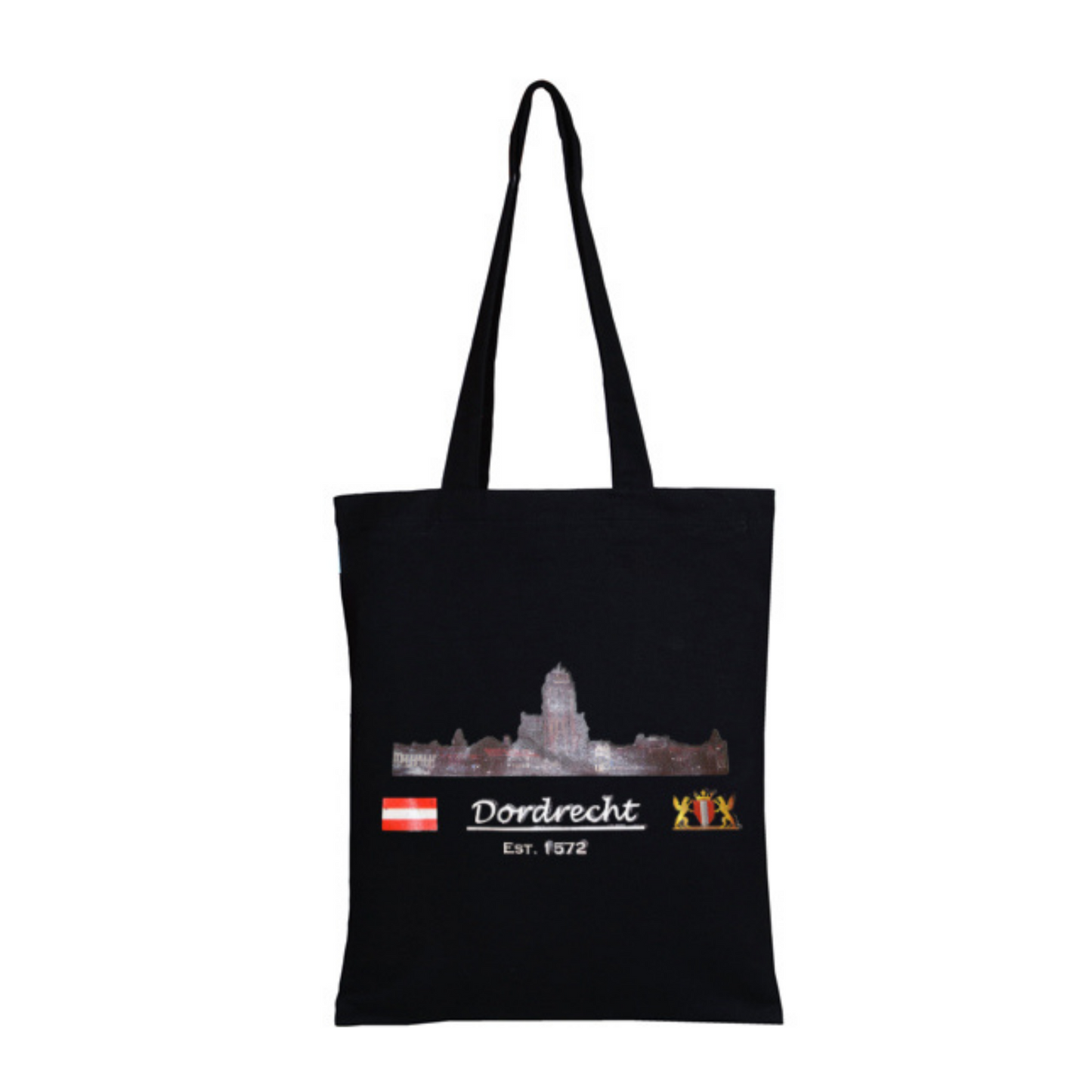Dit is de beste tas die je ooit zult gebruiken! Het is gemaakt van katoen en is heel handig. Je kunt het dragen wanneer je gaat winkelen in de historische binnenstad van Dordrecht of wanneer je op zoek bent naar souvenirs voor vrienden en familie. Het is ook een perfect cadeau-idee voor Nederlandse vrienden of familie.