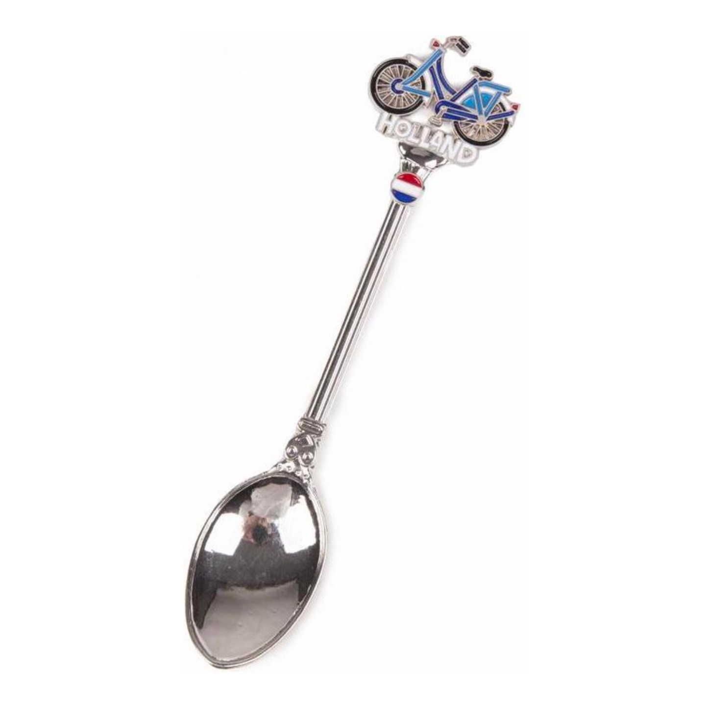 Deze lepel is een typisch Hollands souvenir cadeau idee en perfect voor in je eigen keuken. Hij is gemaakt van roestvrij staal en heeft een schattig en iconisch design met een fiets erop. De lepel past perfect in de vorm van het handvat van de mok.