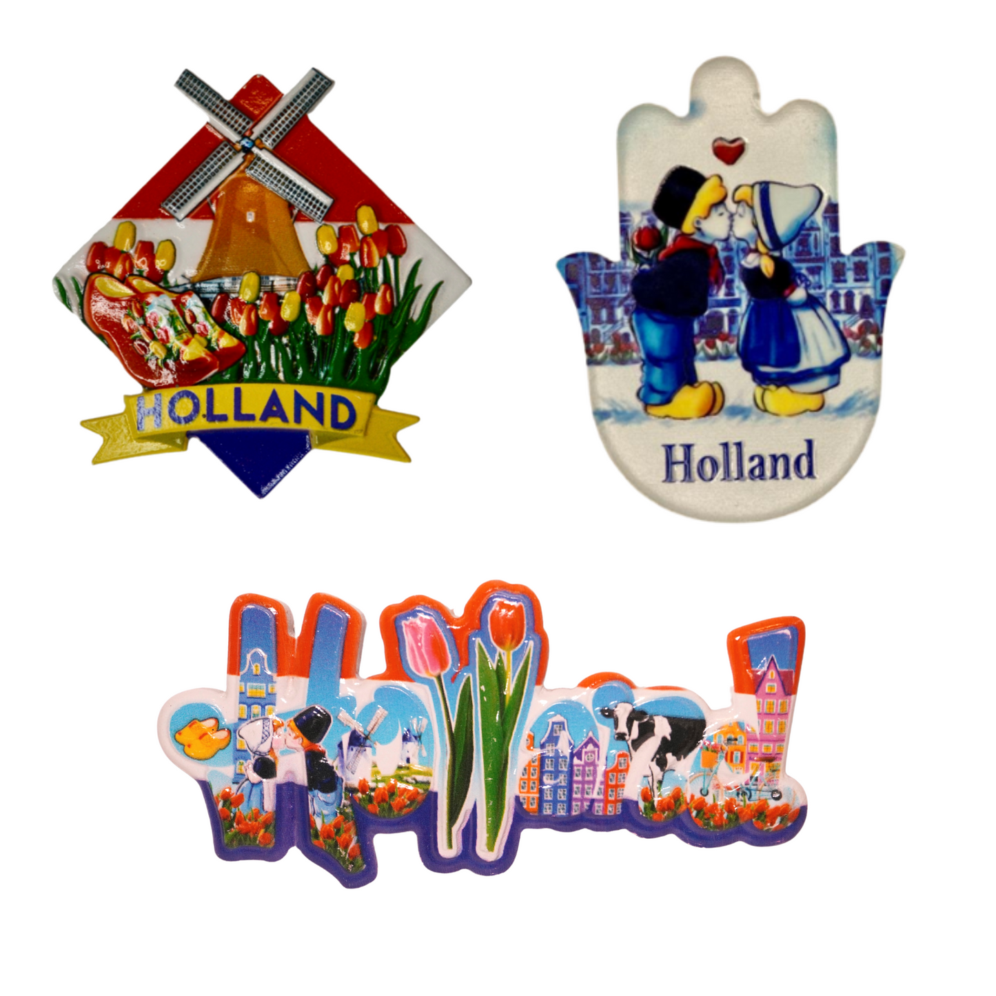 Deze Holland Magneten Set bevat 3 unieke koelkastmagneten. De magneten zijn ontworpen om te worden gebruikt als een mooie aandenken of souvenir van Volendam, Holland. De magneten zijn stevig en zullen niet snel breken of vervormen. Ze zijn ook makkelijk te gebruiken en te verwijderen.