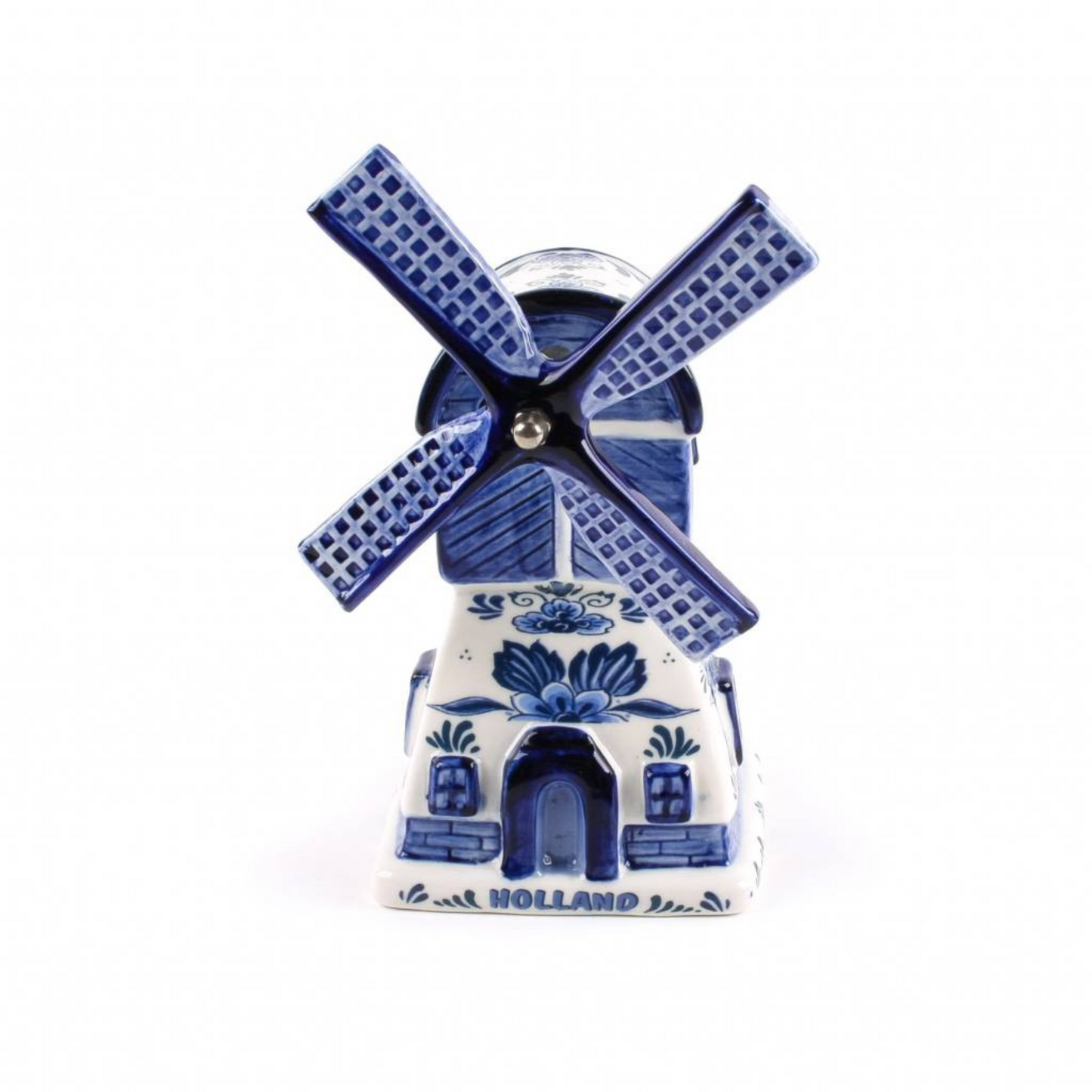 delfts blauw molen windmolen muziekmolen wieken holland the netherlands delfts blue souvenir zuid holland amsterdam rotterdam den haag utrecht cadeau kado Ben je op zoek bent naar een origineel cadeau of een leuk souvenir uit Nederland? Dan is dit Delfts blauwe molen met muziek echt iets voor jou! Deze molen is 20 cm hoog en is uniek vanwege het feit dat het een music box is. Wanneer je aan de hendel draait, klinkt er een typisch Nederlandse melodie.