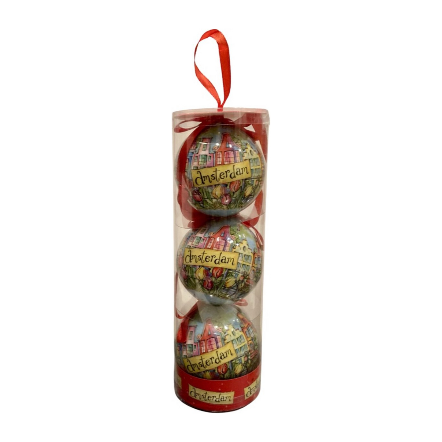 holland amsterdam kerstballen kerst ornamenten kerstversiering kerstmis koker 3 stuks voordeelverpakking amsterdamse grachten hollandse landschappen fietsen grachtjes historisch hoofdstad nederland souvenir kerstboom goedkoop tulpen