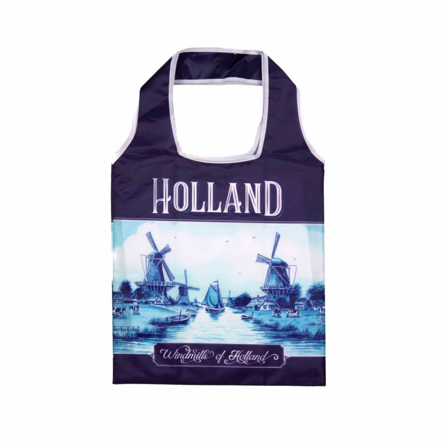 Deze opvouwbare tas is perfect voor een dagje uit. Handig en makkelijk mee te nemen, want hij past in je tas. De tas is gemaakt van stevig katoen en heeft een leuk Delfts Blauw motiefje. Een echte eye-catcher dus! De tas is ook nog eens betaalbaar, want je betaalt slechts €4,95.