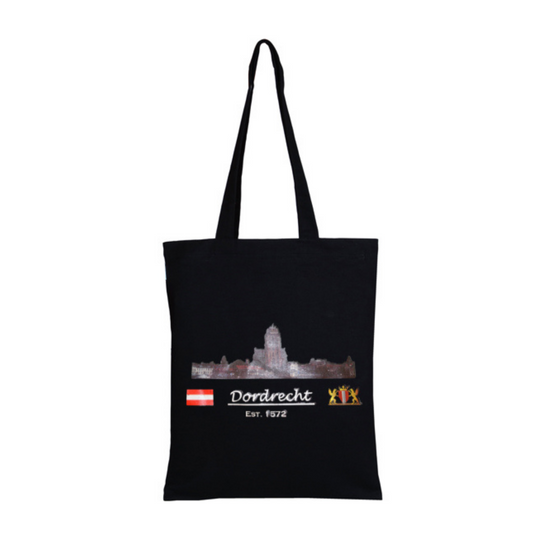 Dit is de beste tas die je ooit zult gebruiken! Het is gemaakt van katoen en is heel handig. Je kunt het dragen wanneer je gaat winkelen in de historische binnenstad van Dordrecht of wanneer je op zoek bent naar souvenirs voor vrienden en familie. Het is ook een perfect cadeau-idee voor Nederlandse vrienden of familie.