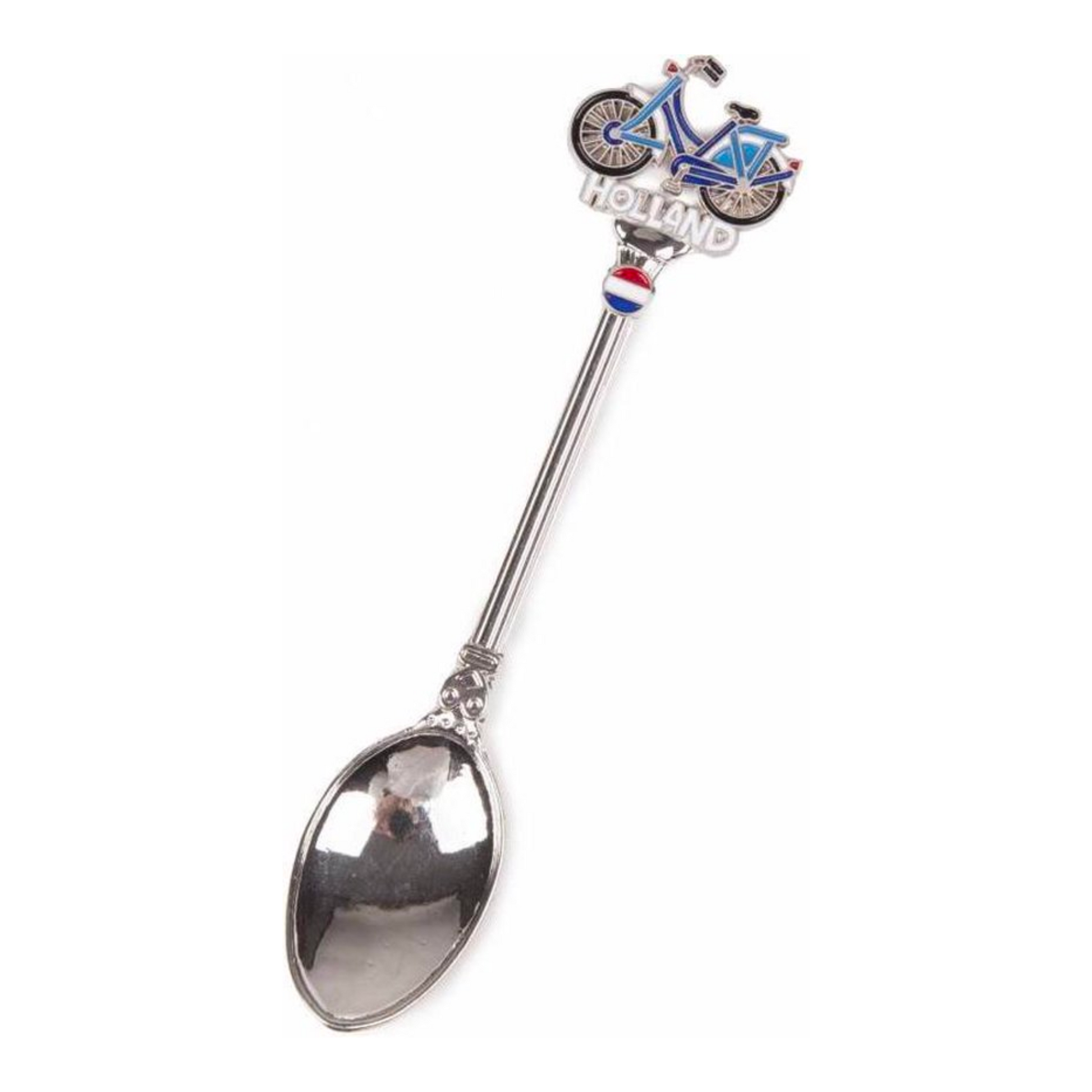 Deze lepel is een typisch Hollands souvenir cadeau idee en perfect voor in je eigen keuken. Hij is gemaakt van roestvrij staal en heeft een schattig en iconisch design met een fiets erop. De lepel past perfect in de vorm van het handvat van de mok.